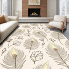 Delicate Feather Floral Sketch Pattern Rug