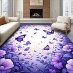 Purple Butterfly Floral Whimsy Rug
