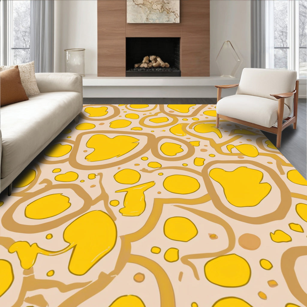 Abstract Yellow Gold Organic Pattern Rug