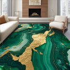 Emerald Stone Vein Abstract Gold Rug
