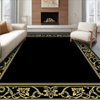 Ornate Floral Scroll Border Design Rug