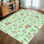 Pastel Garden Floral Botanical Pattern Rug