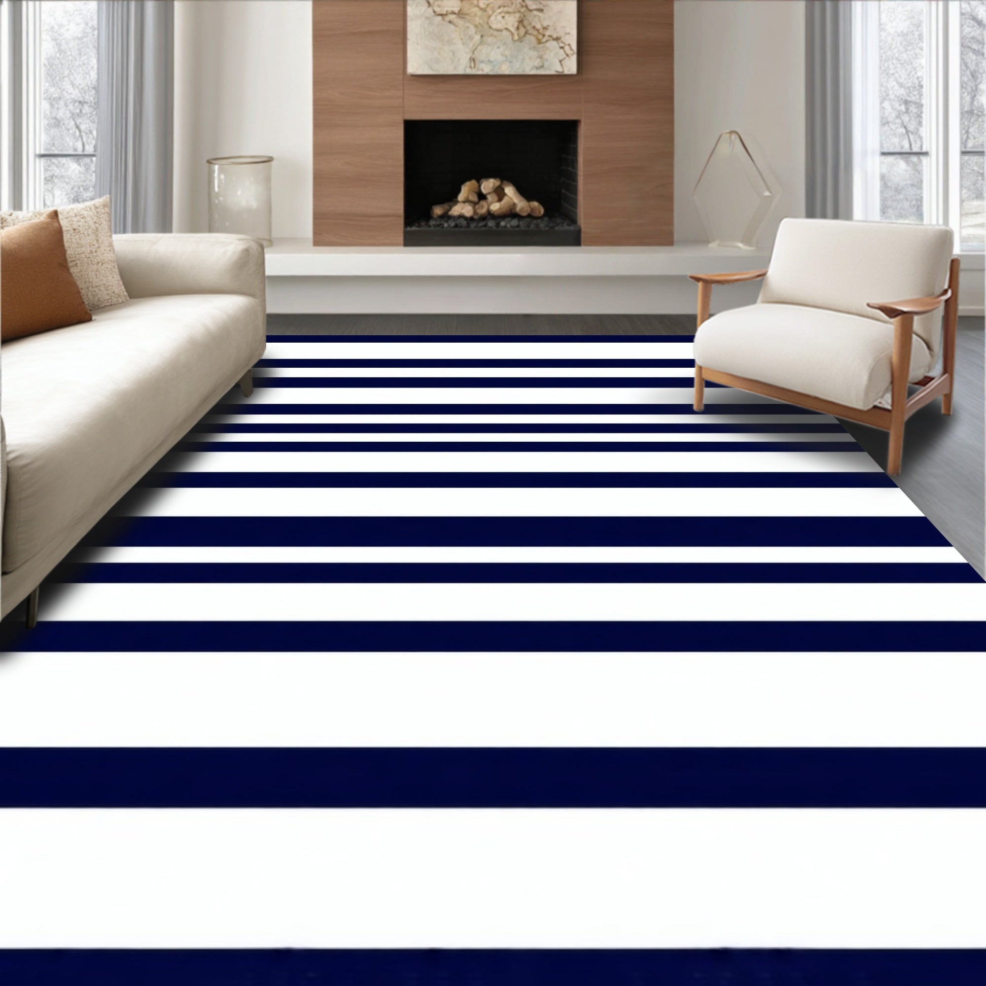 Naval Stripes Pattern Rug