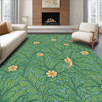 Tropical Leaf and Flower Pattern Rug