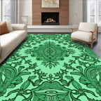 Emerald Green Detailed Floral Medallion Rug