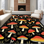 Red Yellow Mushroom Pattern Rug