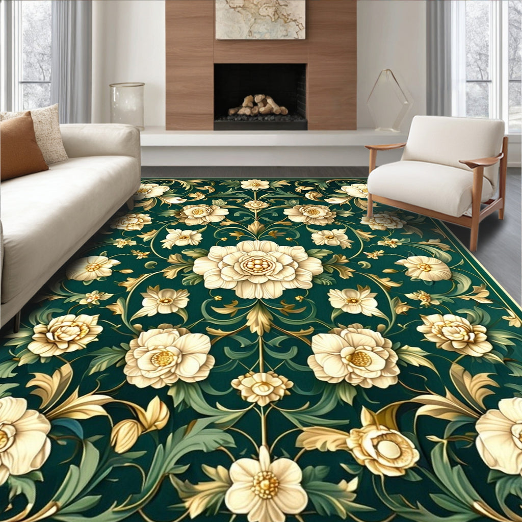 Ornate Floral Garden Pattern Rug