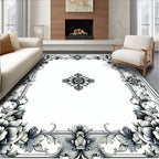 Ornate Floral Scrollwork Frame Rug