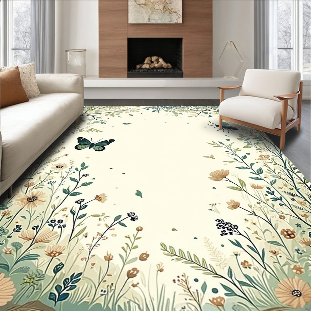 Whimsical Garden With Butterflies And Bees Rug