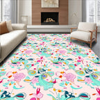 Playful Abstract Floral Pattern Rug