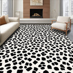 Abstract Black White Scattered Shapes Rug