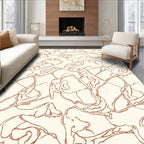 Abstract Swirl Cream Rust Design Rug