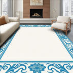 Vintage Blue Botanical Frame Design Rug
