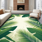 Tropical Green Leaf Pattern Rug