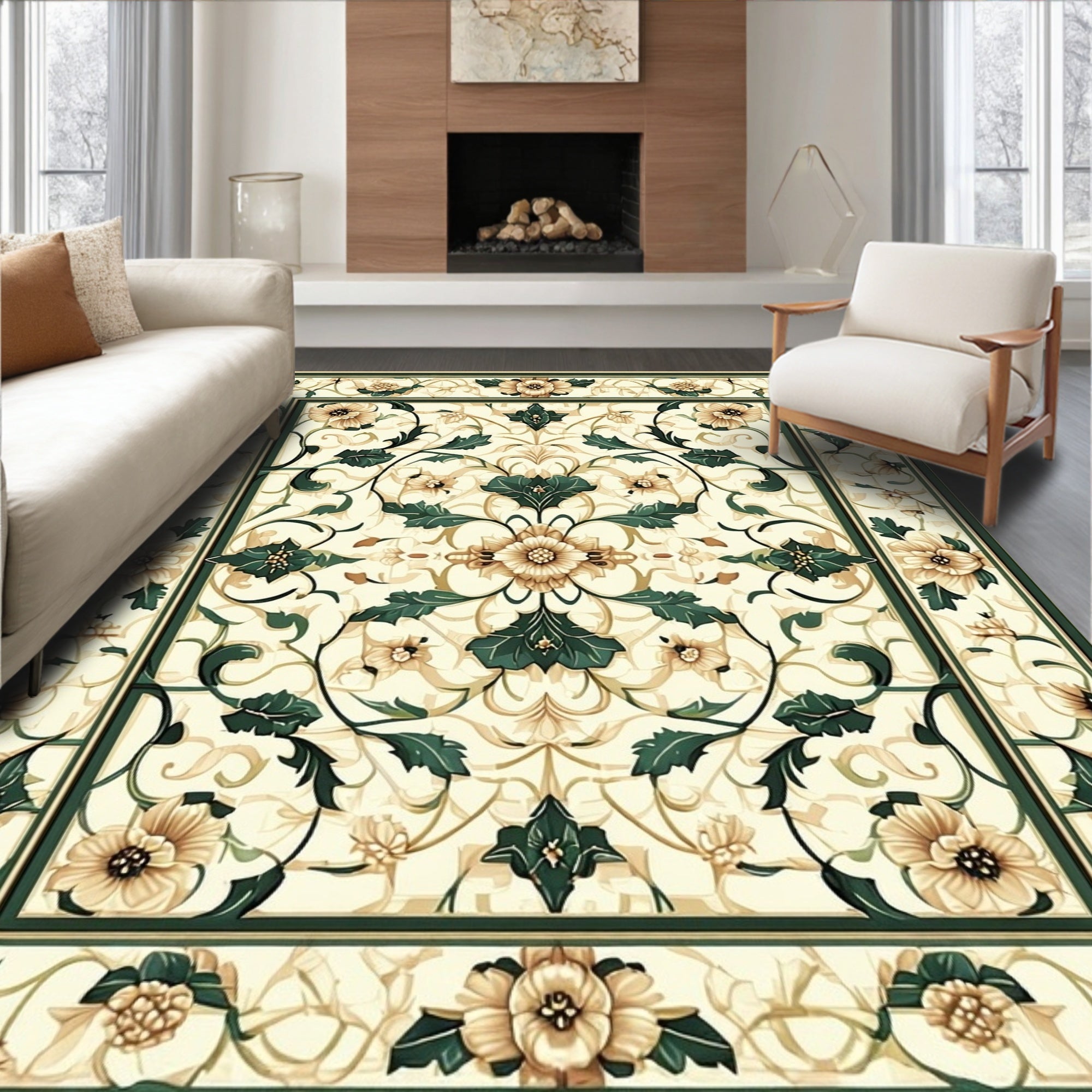 Elegant Floral Vine Pattern Rug