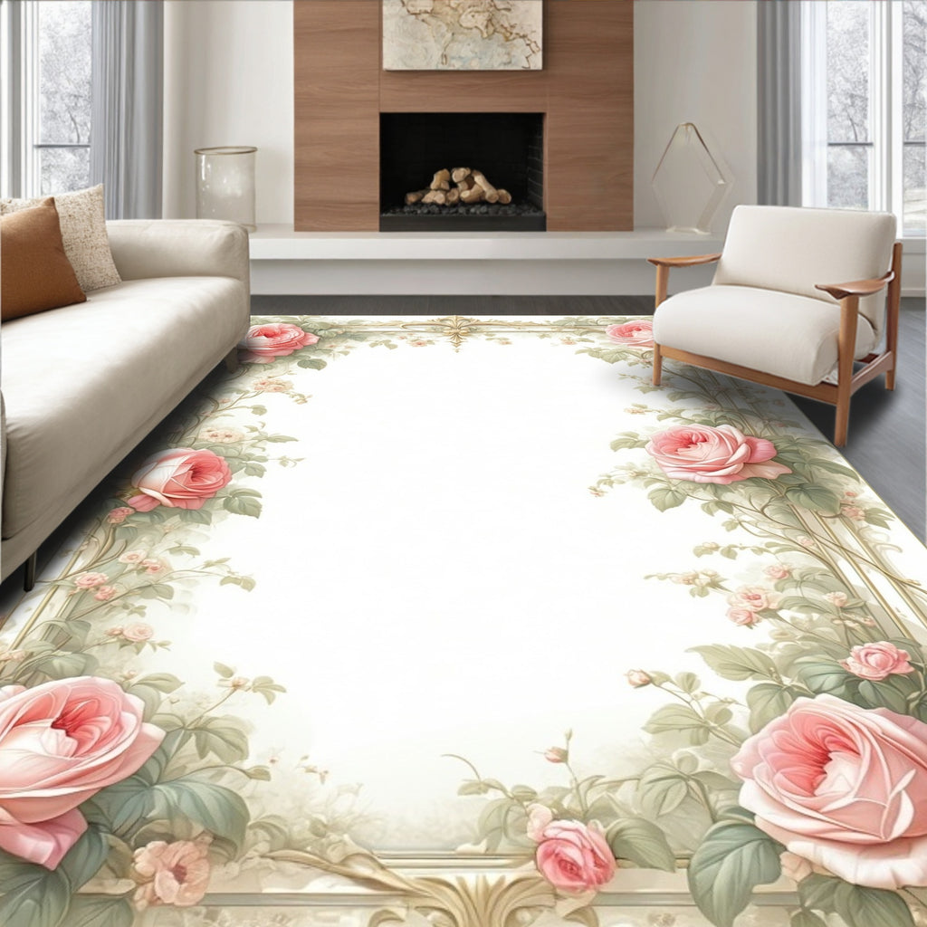 Romantic Rose Vine Garden Rug
