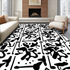 Abstract Organic Black White Pattern Rug