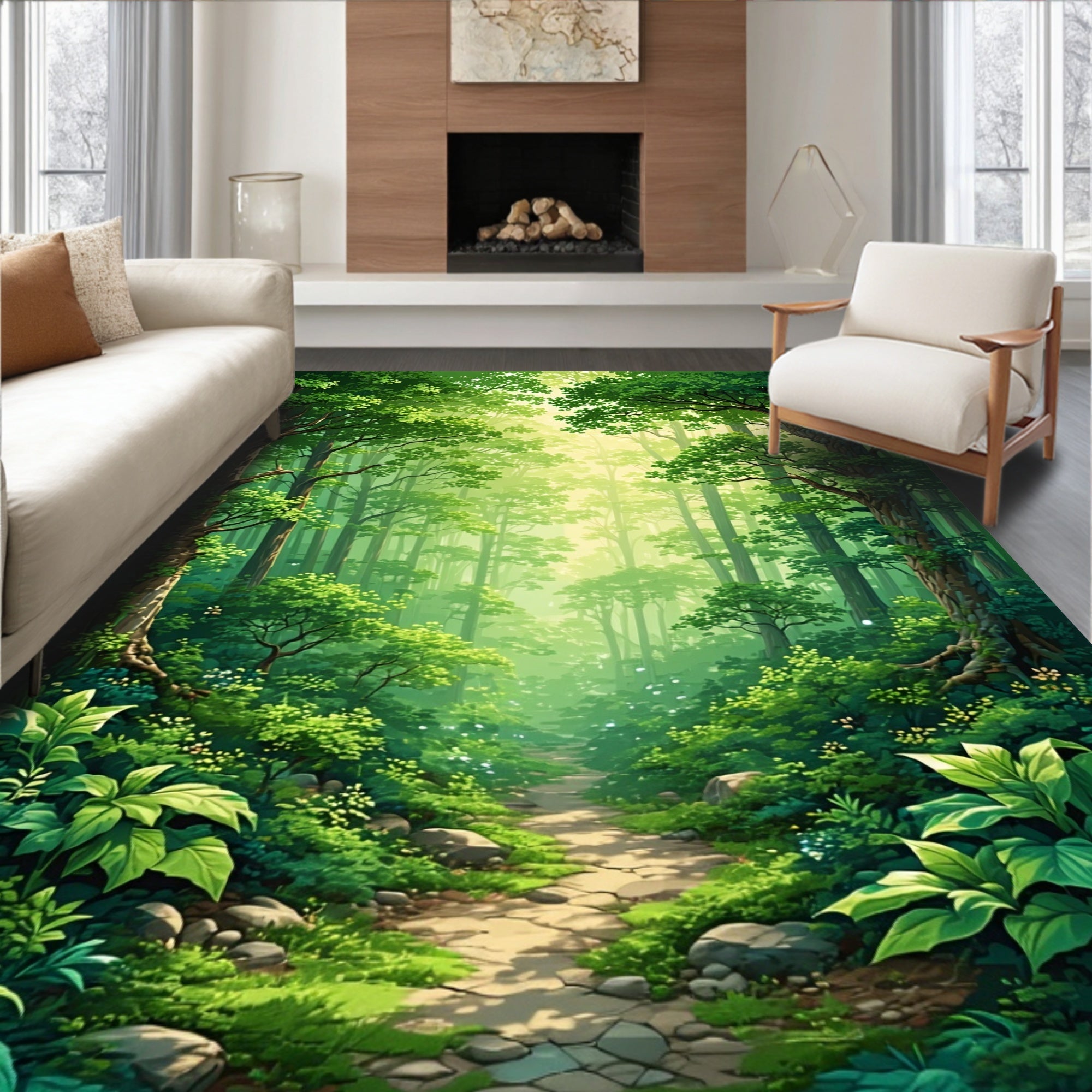 Enchanting Forest Path Nature Rug