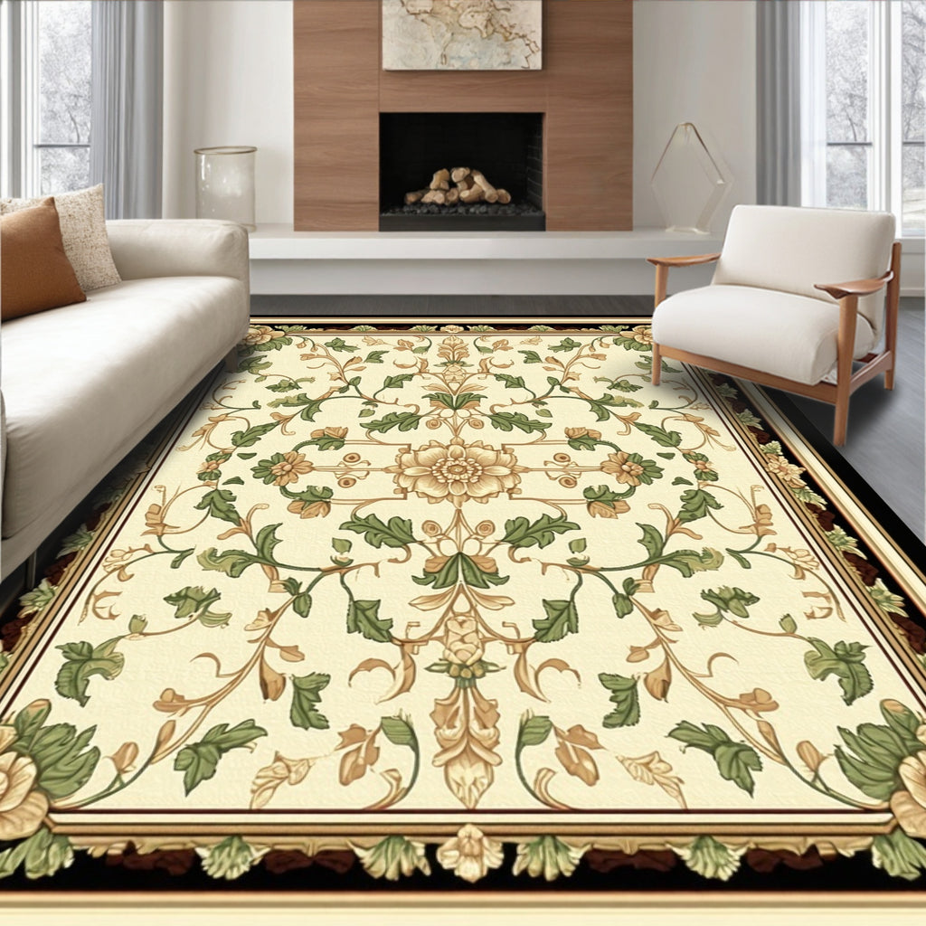 Classic Floral Vine Scroll Pattern Rug