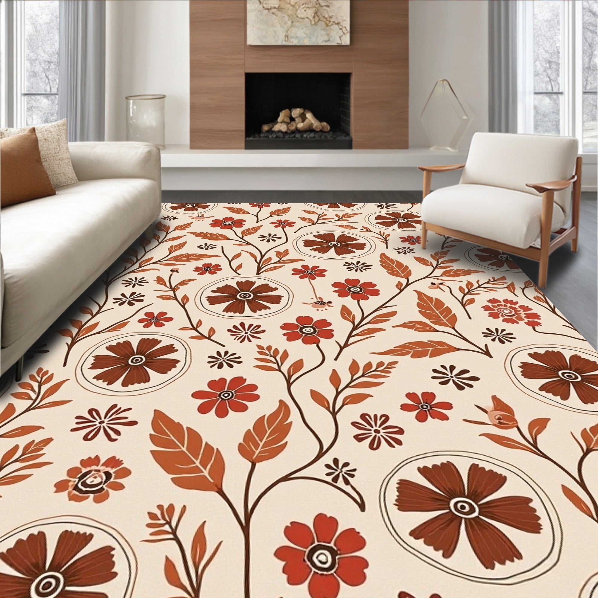 Floral Branch With 2 Tones Rug