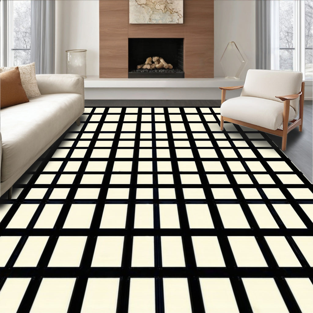 Lattice Grid Graphic Design Rug