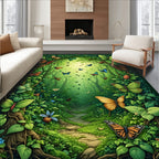 Enchanted Forest Butterfly Garden Design Rug