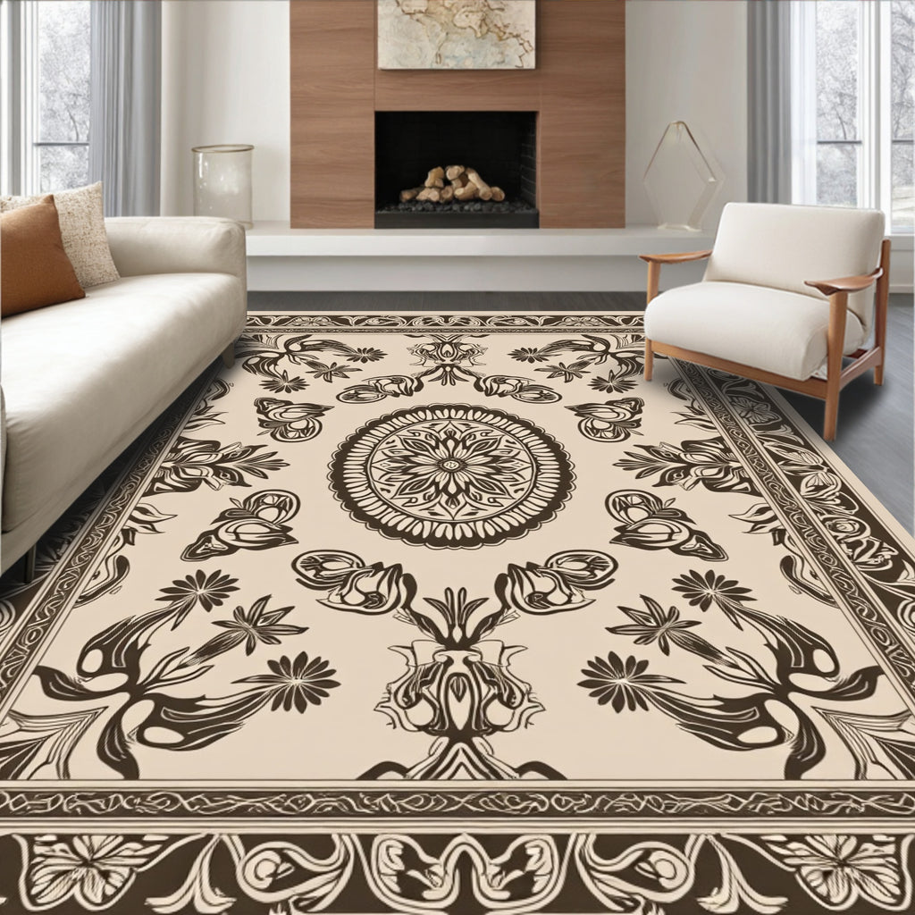 Ornate Floral And Vine Scroll Design Rug