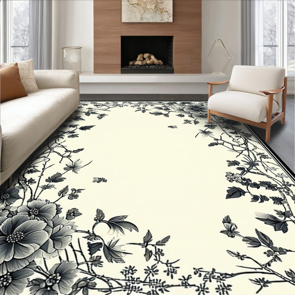 Vintage Floral Branches Nature Pattern Rug