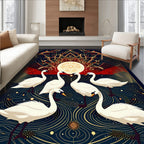 Celestial Swans Radiant Mandalas Rug