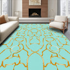 Gold Abstract Contour Pattern Rug