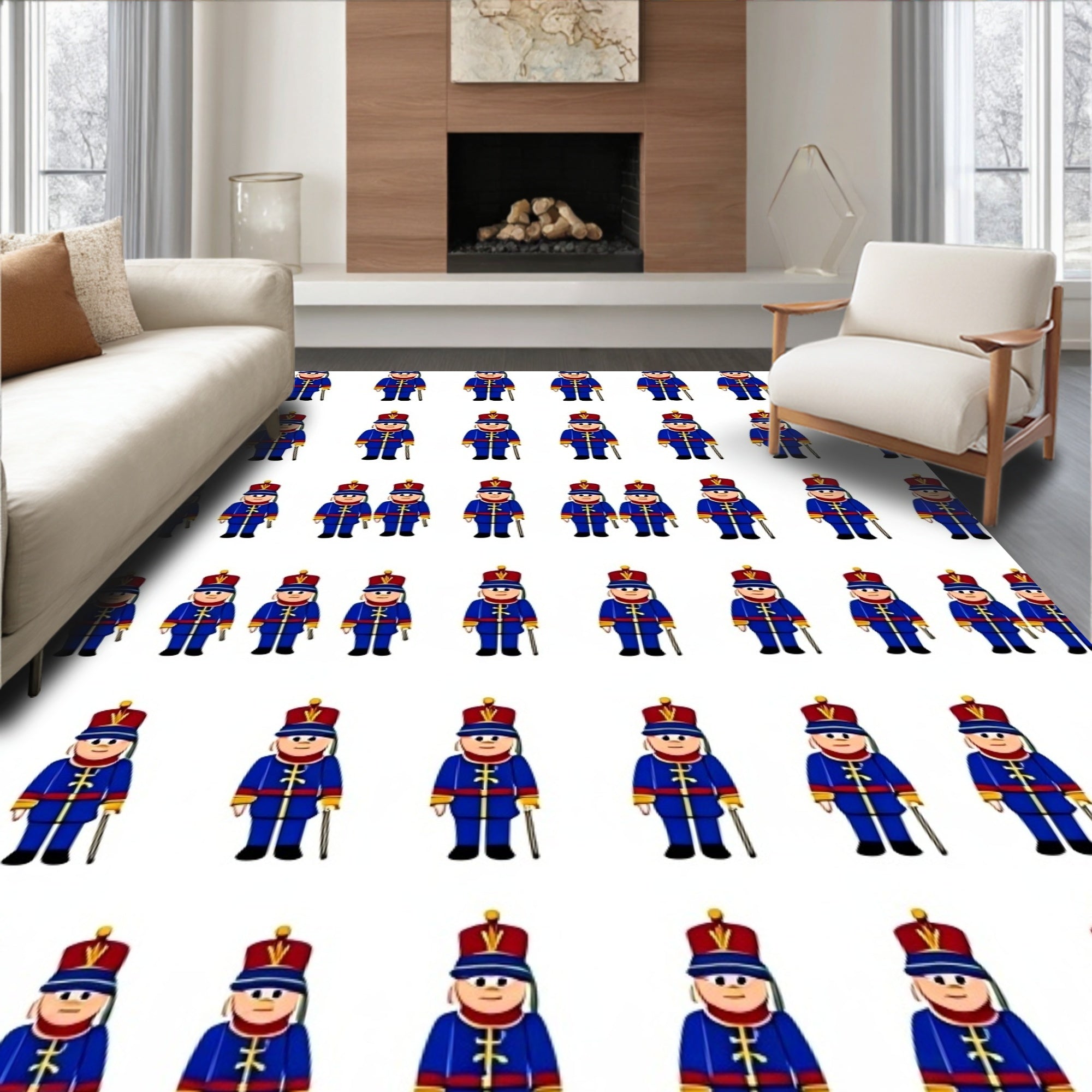 Blue Guard With Red Trim Uniform Rug