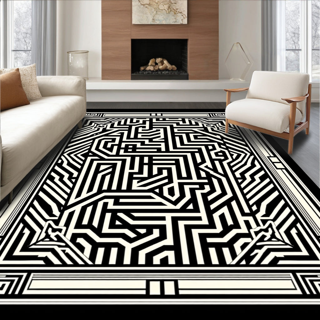 Geometric Maze Pattern Rug