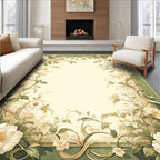 Elegant Floral Vine Cream Border Rug