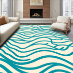 Teal Flowing Lines Pattern Rug