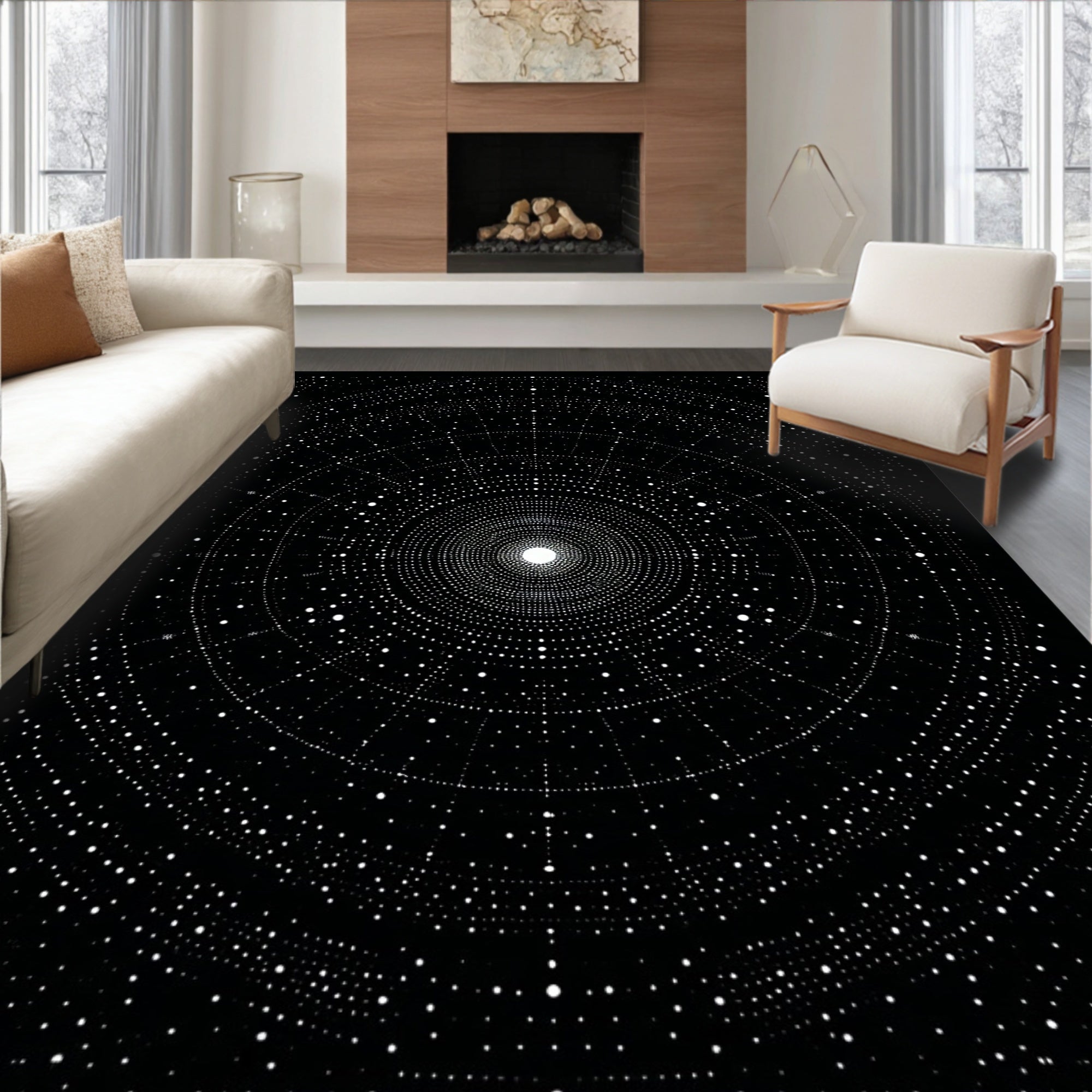 Cosmic Dot Patterned Circles Rug