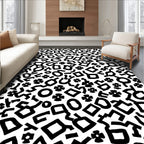 Abstract Black White Playful Shapes Rug