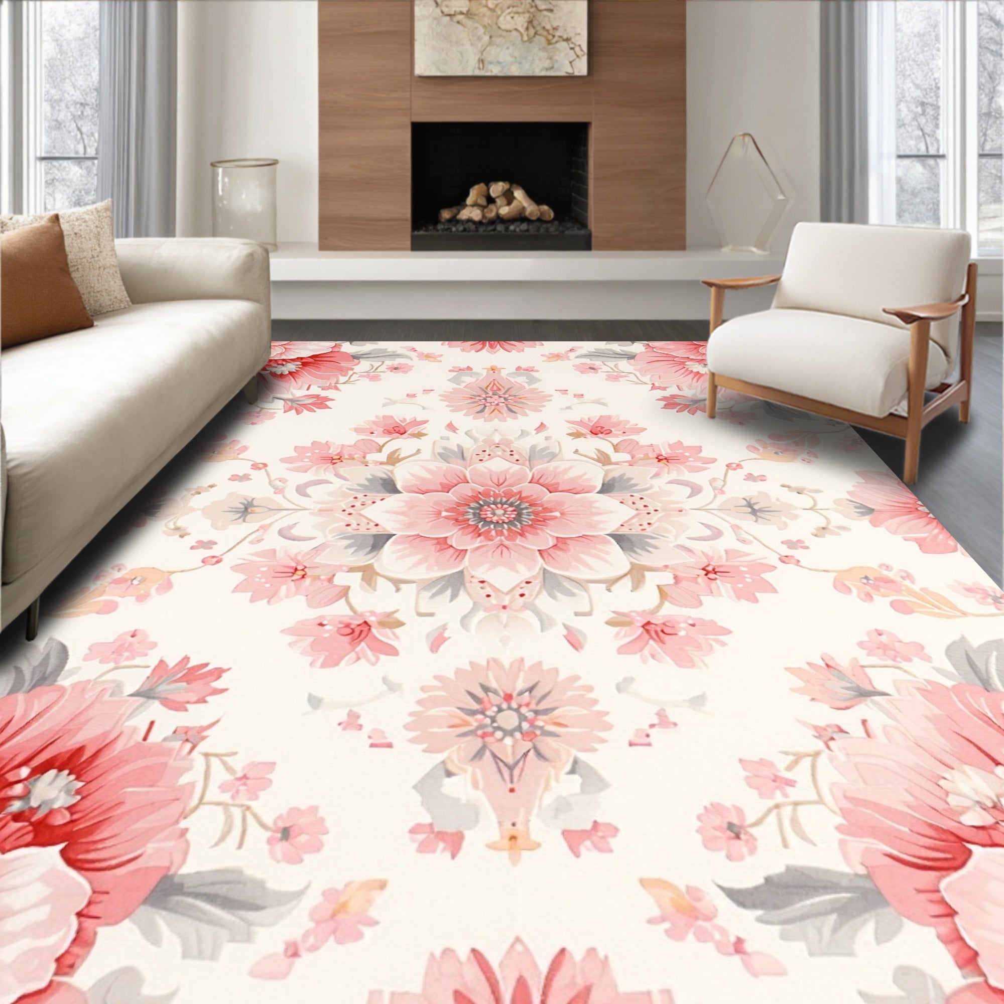 Vintage Floral Pattern Rug
