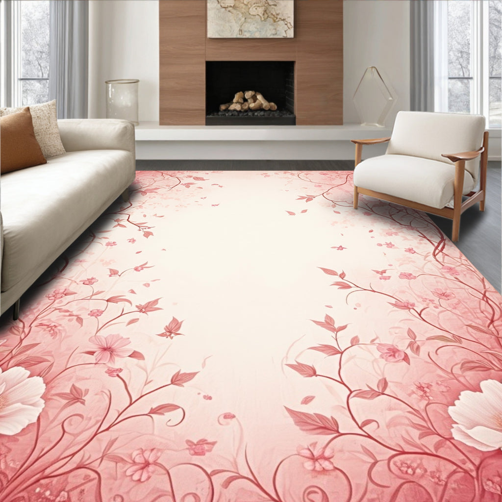 Romantic Vintage Floral Vines Design Rug