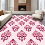 Pink Floral Damask Pattern Rug