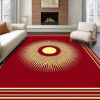 Crimson Yellow Sunburst Art Deco Rug
