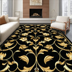 Elegant Gold Floral Vine Pattern Rug