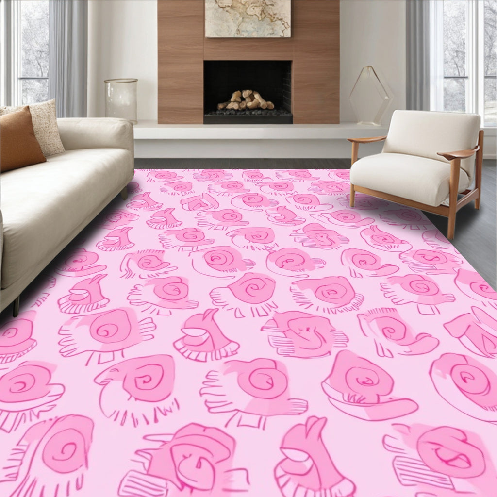 Pink Doodle Shell Pattern Rug