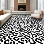 Abstract Black White Playful Spots Rug