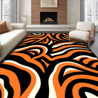 Bold Orange Cream Black Swirl Rug