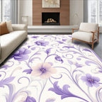 Lavender Floral Swirls Pattern Rug