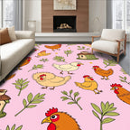 Pink Chicken Coop Foliage Collection Rug
