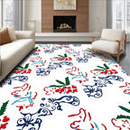 Red Blue Green Holly Berry Whirl Rug