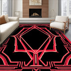 Bold Geometric Red Frame Rug
