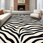 Bold Black And Cream Zebra Print Rug