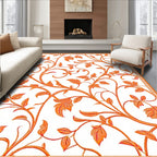 Elegant Orange Floral Vine Pattern Rug